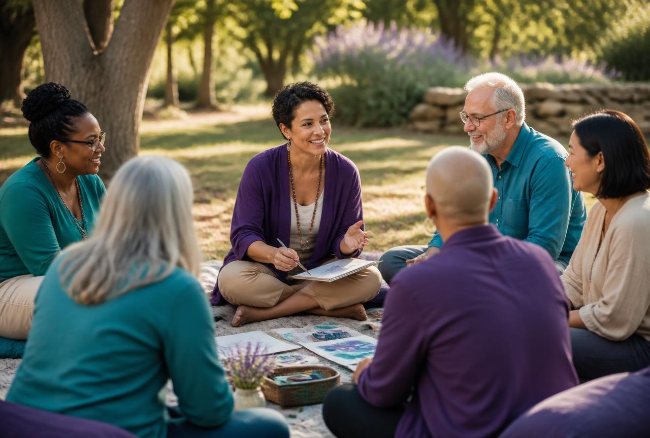 A Grooply host facilitating a small group experience outdoors