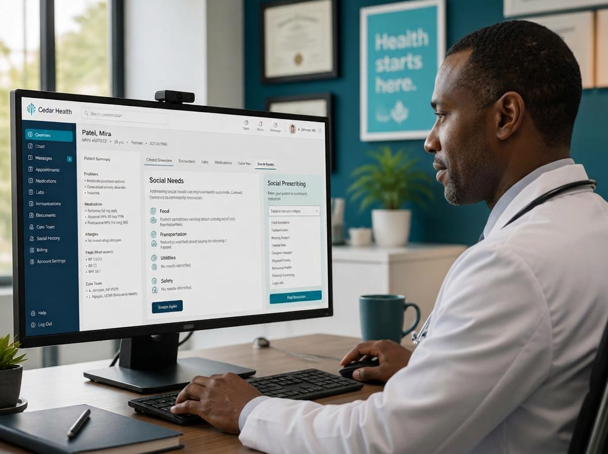 Provider prescribing social connection through an EHR integration